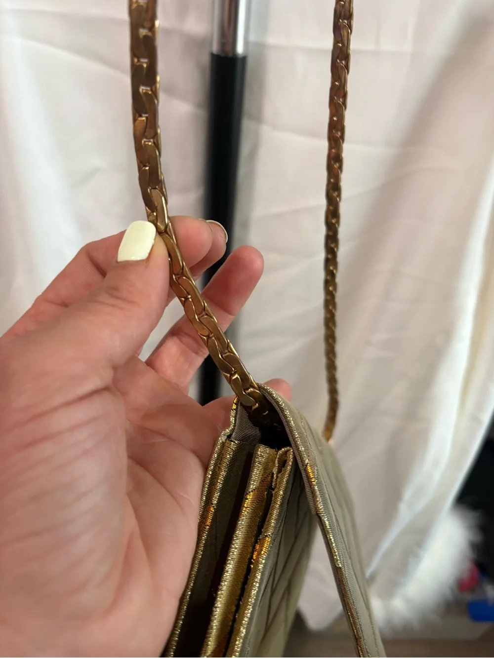 Vintage Diane Love Geometric Metallic Brocade Envelope Evening Bag
